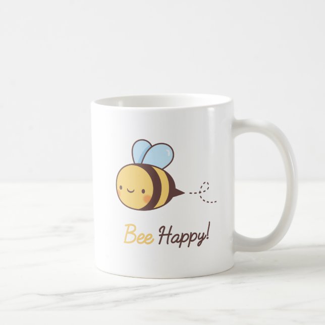 Caneca De Café Chalaça positiva feliz da abelha bonito (Direita)