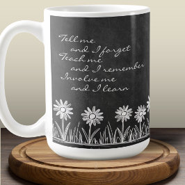 Caneca De Café Chalk Board Daisy Doodle Cursive Typography Mug