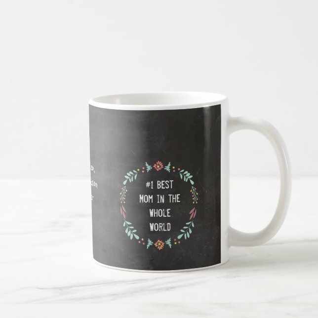 Caneca De Café Chalkboard Floral Garland Melhor Mãe Mug (Direita)