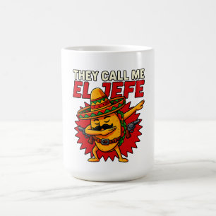 Caneca De Café Chamam-me El Jefe Taco Funny Chefe Cinco De Mayo