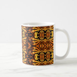 Caneca De Café chamas cor de laranja Padrão tribal do totem nativ
