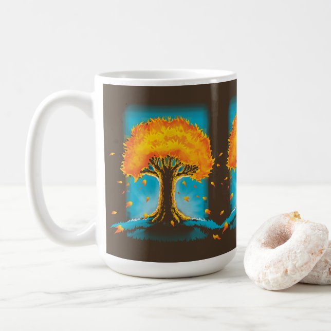 Caneca De Café Chamas do outono (Com Donut)
