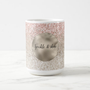 Caneca De Café Champanhe Dourado Cor-de-Rosa Branco Luminoso