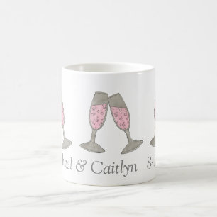 Caneca De Café Champanhe Rosa Chá de casamento Personalizado