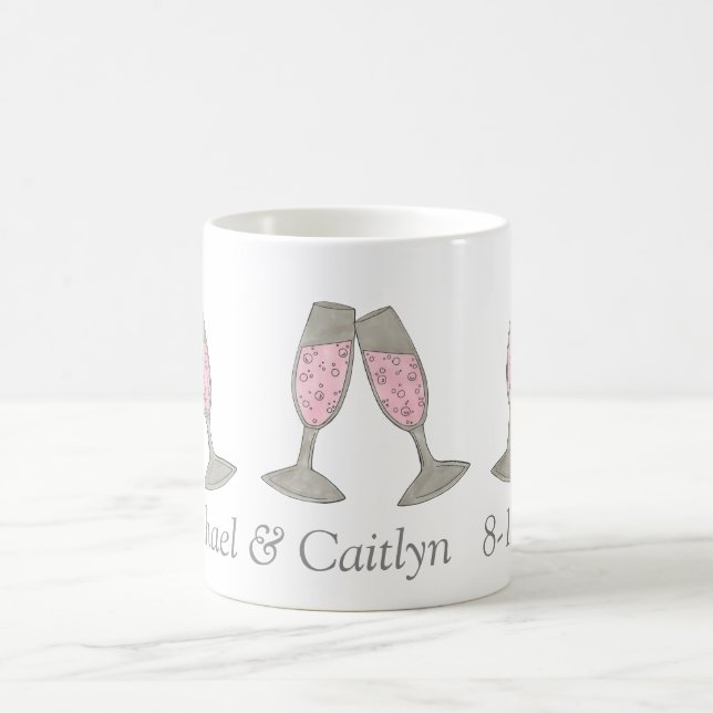 Caneca De Café Champanhe Rosa Chá de casamento Personalizado (Centro)