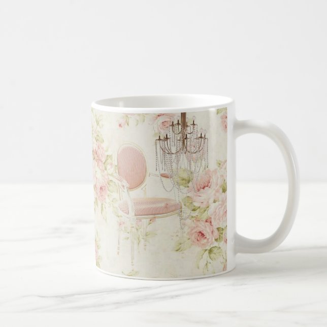 Caneca De Café Chandelier Floral Rosa-Rosa-Rosa-Budoir Francês (Direita)