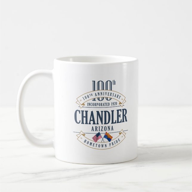 Caneca De Café Chandler, Arizona 100º Aniversário Mug (Esquerda)
