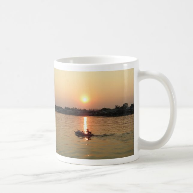 Caneca De Café Chao Phraya River Sunset ... Ayutthaya, Tailândia (Direita)