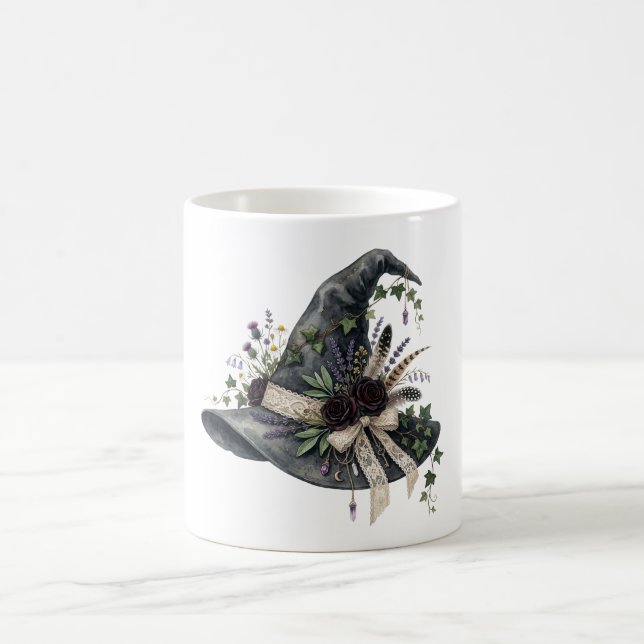 Caneca De Café Chapéu de Bruxa Botânico Gótico Whimsigoth (Centro)