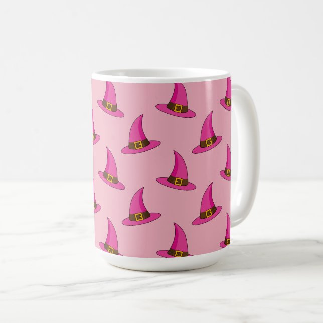 Caneca De Café Chapéu de Bruxa Rosa (Frente Esquerda)