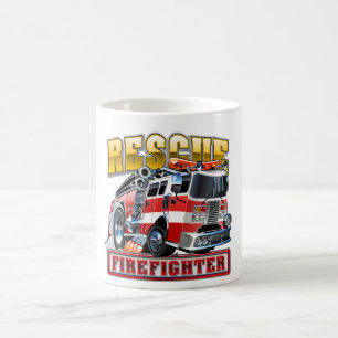 Caneca De Café Chapéu de caminhão de bombeiros de cartum