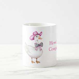 Caneca De Café Chapéu de Cowgirl Rosa com Laço de Impressão de Va