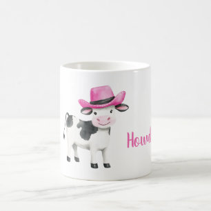 Caneca De Café Chapéu de Cowgirl Rosa Cumprimento Vaca
