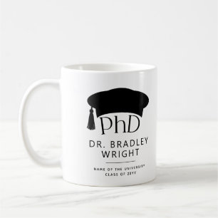Caneca De Café Chapéu de Doutorado Personalizado de PhD para Form