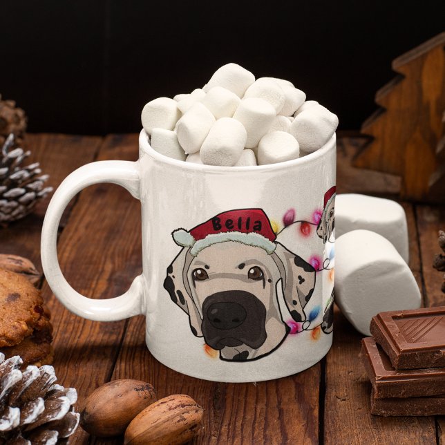 Caneca De Café Chapéu de Natal Personalizado de Cachorro com Cabe (Criador carregado)