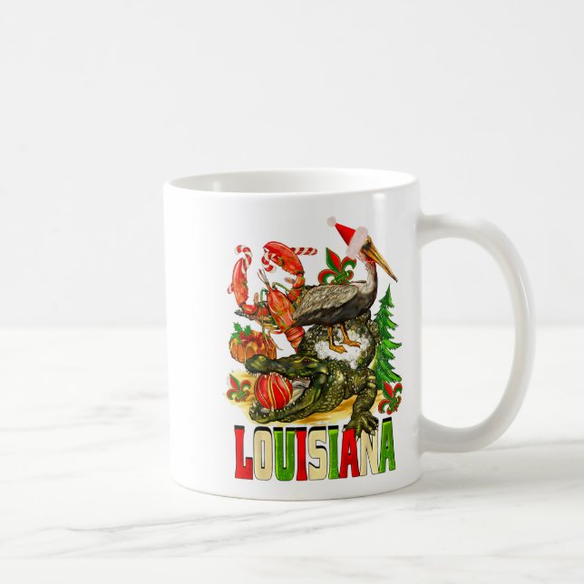 Caneca De Café Chapéu de Papai Noel com Jacaré do Bayou de Natal  (Direita)