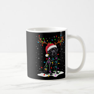 Caneca De Café Chapéu de Papai Noel Labrador Preto Rena Luzes da