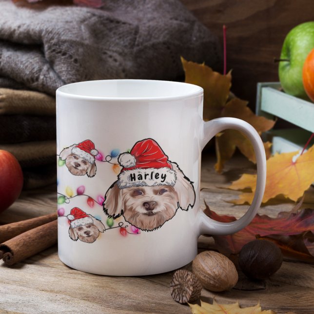 Caneca De Café Chapéu de Papai Noel Personalizado para Cachorro M (Criador carregado)
