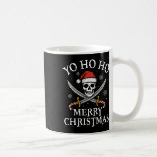 Caneca De Café Chapéu de Papai Noel Pirata de Natal Alegre Yo Ho