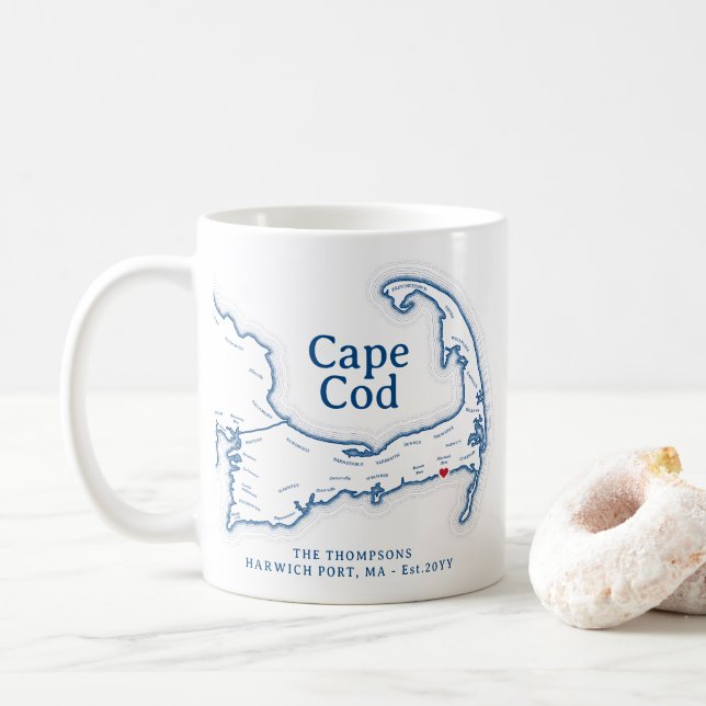 Caneca De Café Chapéu de praia em Cabo Cod - Presente (Com Donut)