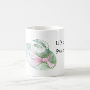 Caneca De Café Chapéu Rosa Menta A Vida é Doce