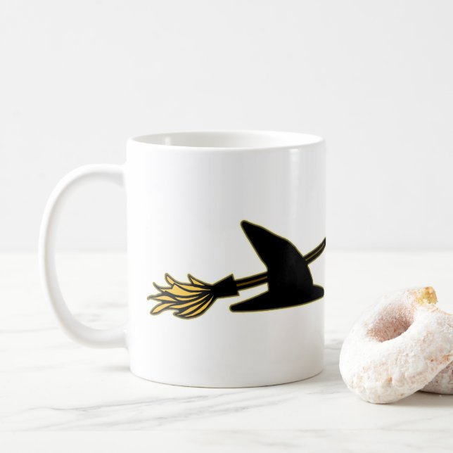 Caneca De Café Chapéu & vassoura da bruxa (Com Donut)