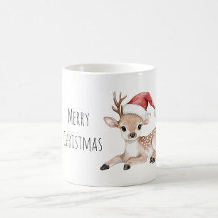 Caneca De Café Chapéu Vermelho de Natal de Renas do Papai Noel