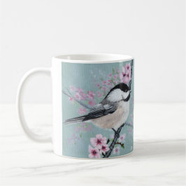 Caneca De Café Chapim e Flor de Cerejeira