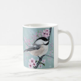 Caneca De Café Chapim e Flor de Cerejeira