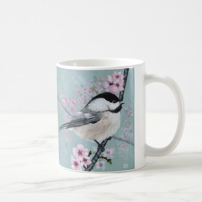 Caneca De Café Chapim e Flor de Cerejeira (Direita)
