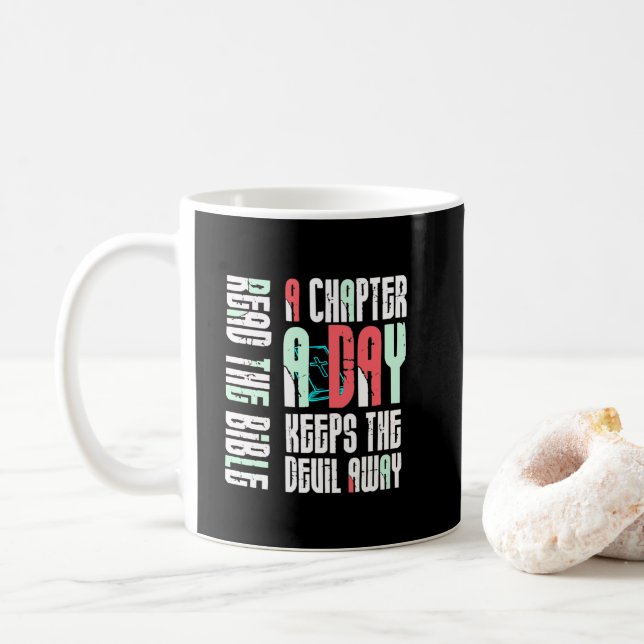 Caneca De Café Chapter A Day Keep The Devil Away-Funny Christian (Com Donut)