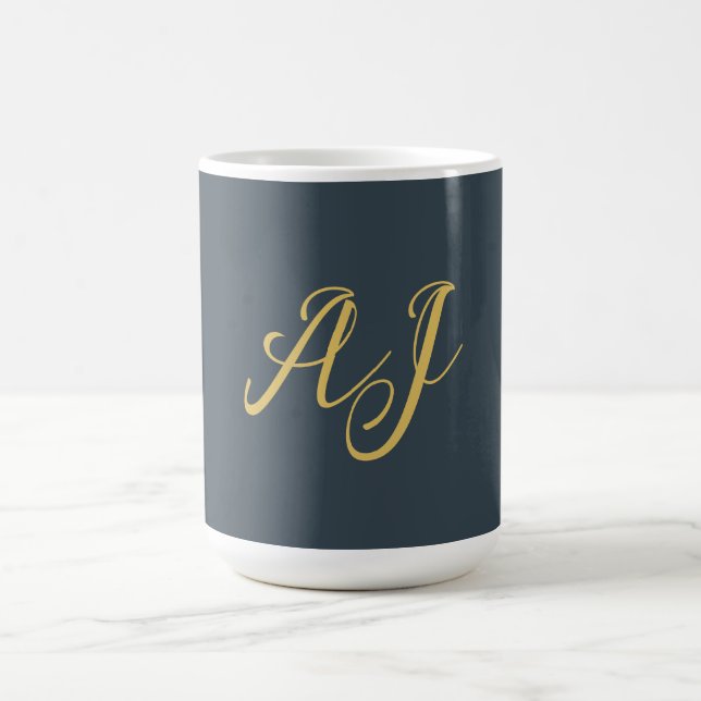 Caneca De Café Charcoal Gold Color Monogram Professional Initial (Centro)