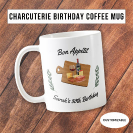Caneca De Café Charcuterie e Vinho Piquenique Aniversário White M