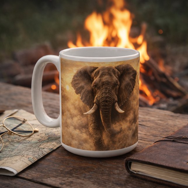 Caneca De Café Charging Elephant | African Wildlife Power Art (Criador carregado)