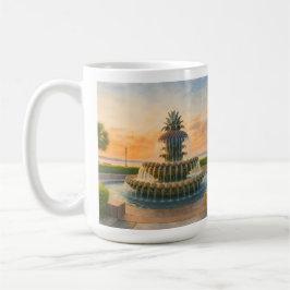 Caneca De Café Charleston Pineapple Fountain Watercolor Sunset