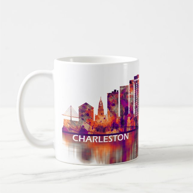 Caneca De Café Charleston South Carolina Skyline (Esquerda)
