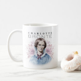 Caneca De Café Charlotte Bronte Retrato de Richmond com Flores