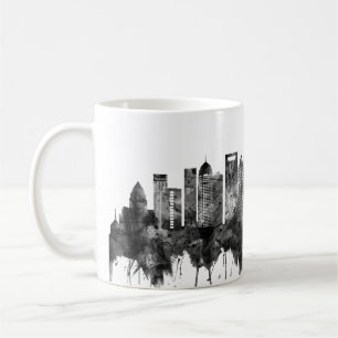 Caneca De Café Charlotte North Carolina Skyline BW