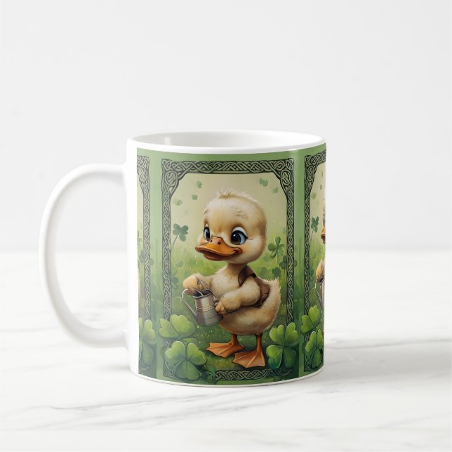Caneca De Café Charme Celta: Amarrando Em Duckling Roupas De Quat (Esquerda)