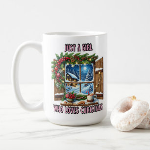 Caneca De Café Charme da Janela de Natal Cozy no inverno