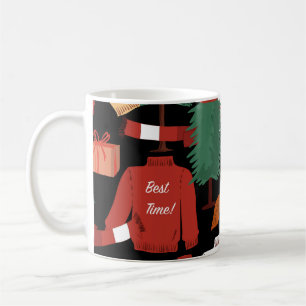 Caneca De Café Charme de Natal: Brincadeira de Padrão Festivo.