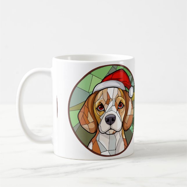 Caneca De Café Charming Canine Cheer: Beagle temeu o Natal (Esquerda)