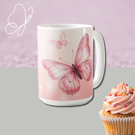 Caneca De Café charming pink butterlies