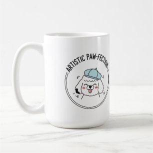 Caneca De Café Charming Poodle Sketch com Blue Beret