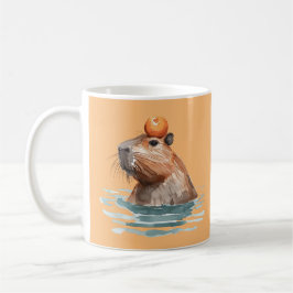 Caneca De Café Charmoso Capybara Cute com Laranja