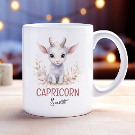 Caneca De Café Charneca de Ilustração de Aquarela com Capricórnio