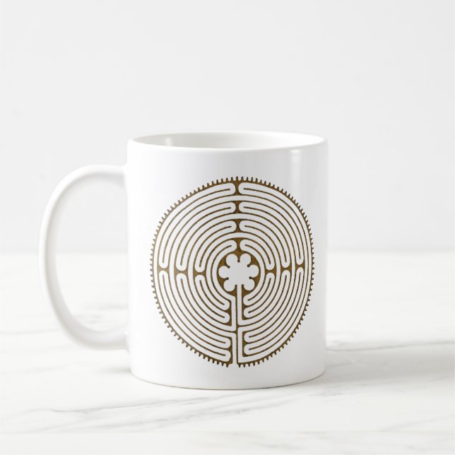 Caneca De Café Chartres Labyrinth - Símbolo Espiritual Antiquado  (Esquerda)