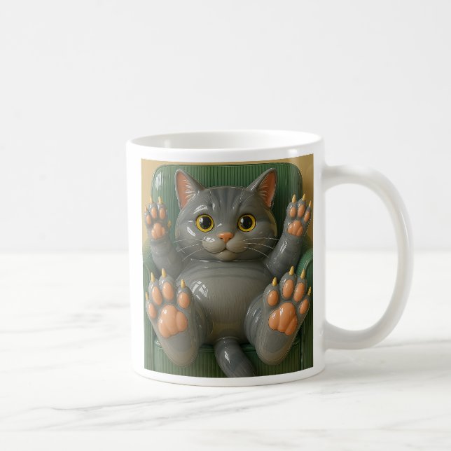 Caneca De Café Chat allongé sur le dos (Direita)