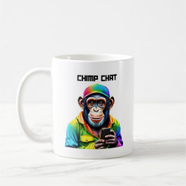 Caneca De Café Chat-Chimpanzé engraçado com telefone