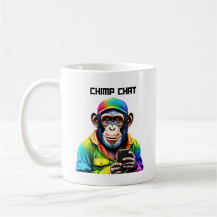 Caneca De Café Chat-Chimpanzé engraçado com telefone